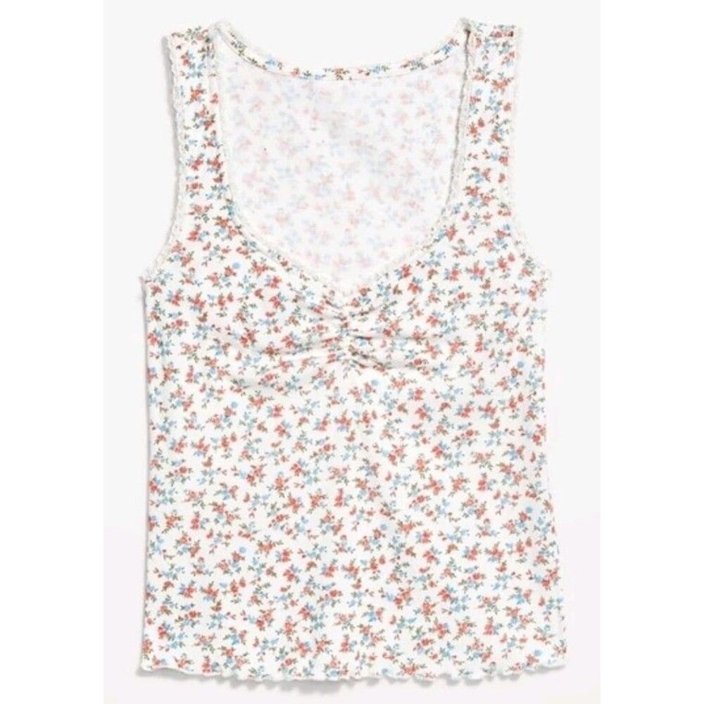 NWT Women's Old Navy Cinch White Floral Tank Top Size XL  A7